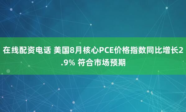 在线配资电话 美国8月核心PCE价格指数同比增长2.9% 符合市场预期